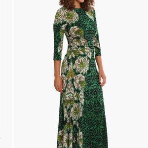 London Times Green Floral Long Sleeve Dress
